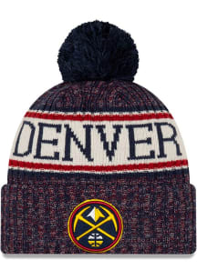 New Era Denver Nuggets Navy Blue NE18 Sport OTC Cuff Pom Mens Knit Hat