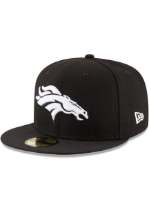 New Era Denver Broncos Mens Black White Logo Basic 59FIFTY Fitted Hat