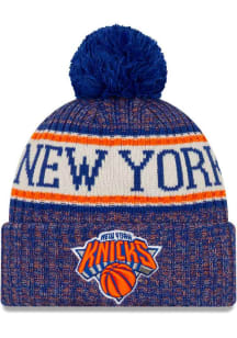 New Era New York Knicks Blue Sport Beanie Cuff Pom Mens Knit Hat