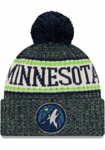 New Era Minnesota Timberwolves Navy Blue NE18 Sport Cuff Pom Mens Knit Hat