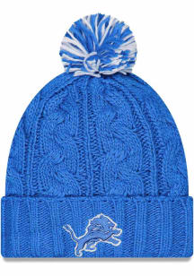 New Era Detroit Lions Blue Cozy Cable Cuff Pom Womens Knit Hat