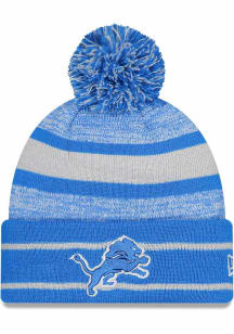 New Era Detroit Lions Blue Basic Cuff Pom Mens Knit Hat