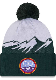 New Era Colorado Rockies Green City Connect Cuff Pom Mens Knit Hat