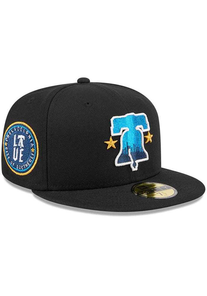Philadelphia Phillies Black and Burnt Orange The Kat With A Gat Pack 1996 All Star Game Patch Green UV New Era 59Fifty Fitted Hat | Pro Image Sports