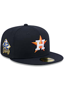 New Era Houston Astros Mens Navy Blue MLB25 Jackie Robinson Day 59FIFTY Fitted Hat