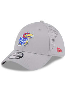 New Era Kansas Jayhawks Mens Grey Mid Perf 39THIRTY Flex Hat