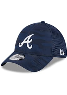 New Era Atlanta Braves Mens Navy Blue Tonal Camo 39THIRTY Flex Hat