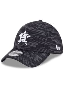 New Era Houston Astros Mens Black 2025 Clubhouse CW Black 39THIRTY Flex Hat