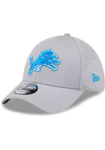 New Era Detroit Lions Mens Grey Mid Perf 39THIRTY Flex Hat