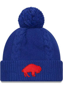 New Era Buffalo Bills Blue Retro Logo Cable Pom Knit Womens Knit Hat