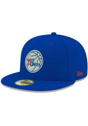 New Era Philadelphia 76ers Mens Blue 59FIFTY Fitted Hat