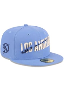 New Era Los Angeles Dodgers Mens Light Blue 2025 City Connect Fan Pack 59FIFTY Fitted Hat