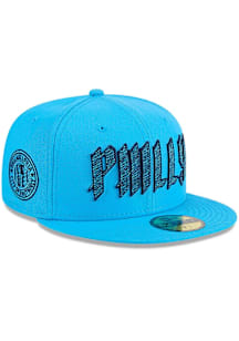 New Era Philadelphia Phillies Mens Blue 2025 City Connect Fan Pack 59FIFTY Fitted Hat