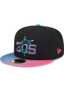 New Era Miami Marlins Mens Black 2025 City Connect Official 59FIFTY Fitted Hat