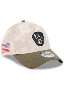 New Era Milwaukee Brewers Mens Tan MLB25 AFD 3930 Flex Hat