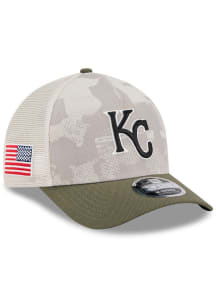New Era Kansas City Royals 2025 Armed Forces Day A-Frame M Crown 9FORTY Adjustable Hat - Tan