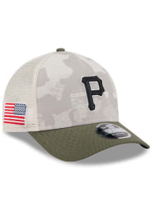New Era Pittsburgh Pirates 2025 Armed Forces Day A-Frame M Crown 9FORTY Adjustable Hat - Tan