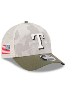 New Era Texas Rangers 2025 Armed Forces Day A-Frame M Crown 9FORTY Adjustable Hat - Tan
