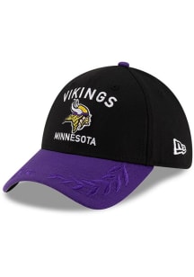 New Era Minnesota Vikings Mens Black 2025 NFL Draft 39THIRTY Flex Hat