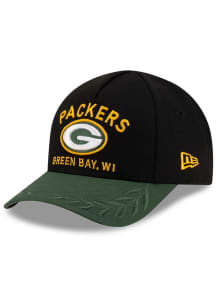 New Era Green Bay Packers Black 2025 NFL Draft JR 9FORTY Modern Crown A Frame Youth Adjustable Hat