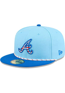 New Era Atlanta Braves Mens Light Blue 2025 MLB 4th of July 59FIFTY Fitted Hat