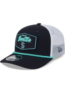 New Era Seattle Kraken 9SEVENTY Stretch Snap Cotton Trucker Patch Adjustable Hat - Navy Blue