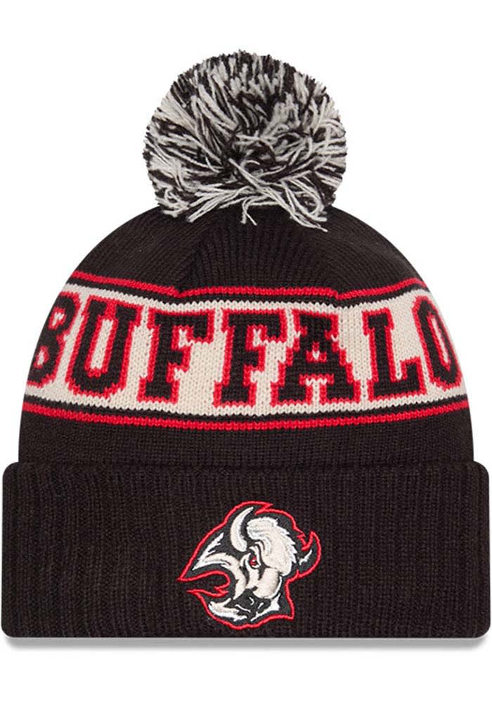 Buffalo Sabres New Era BLACK Retro Pom Knit Knit Hat - 59035936