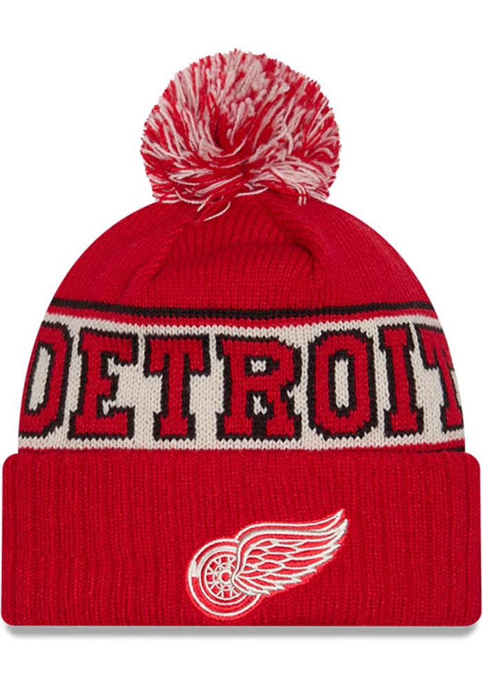 Detroit Red Wings New Era Red Retro Pom Knit Knit Hat - 59035942