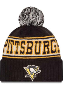 New Era Pittsburgh Penguins Black Retro Pom Knit Mens Knit Hat