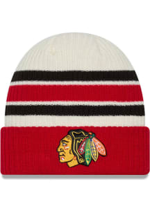 New Era Chicago Blackhawks Red Vintage Cuff Knit Design Mens Knit Hat