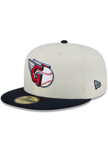 New Era Cleveland Guardians Mens White 2T Evergreen 59FIFTY Fitted Hat