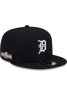 New Era Detroit Tigers Mens Navy Blue Home AC 2024 Postseason Side Patch 59FIFTY Fitted Hat