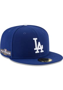 New Era Los Angeles Dodgers Mens Blue Game AC 2024 Postseason Side Patch 59FIFTY Fitted Hat