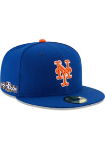 New Era New York Mets Mens Blue Alt AC 2024 Postseason Side Patch 59FIFTY Fitted Hat