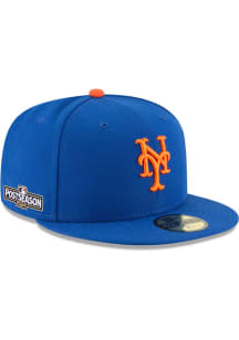 New Era New York Mets Mens Blue Game AC 2024 Postseason Side Patch 59FIFTY Fitted Hat