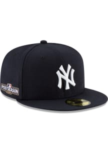 New Era New York Yankees Mens Navy Blue Game AC 2024 Postseason Side Patch 59FIFTY Fitted Hat