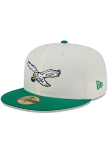New Era Philadelphia Eagles Mens White Retro 2T Evergreen 59FIFTY Fitted Hat