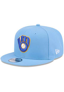 New Era Milwaukee Brewers Light Blue Evergreen 9FIFTY Mens Snapback Hat