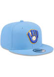 New Era Milwaukee Brewers Light Blue Evergreen 9FIFTY Mens Snapback Hat