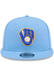 New Era Milwaukee Brewers Light Blue Evergreen 9FIFTY Mens Snapback Hat