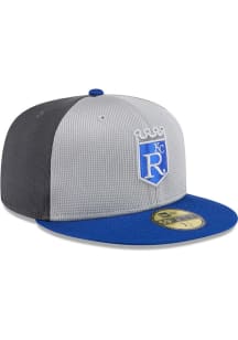 New Era Kansas City Royals Grey 2025 Batting Practice JR 59FIFTY Youth Fitted Hat