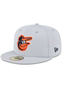 New Era Baltimore Orioles Mens Grey 2025 Clubhouse 59FIFTY Fitted Hat