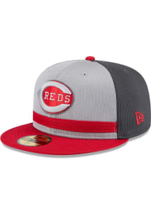 New Era Cincinnati Reds Mens Grey 2025 Batting Practice 59FIFTY Fitted Hat