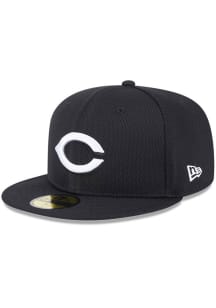 New Era Cincinnati Reds Mens Black 2025 Clubhouse Modern Crown 59FIFTY Fitted Hat