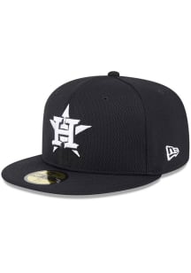 New Era Houston Astros Mens Black 2025 Clubhouse Modern Crown 59FIFTY Fitted Hat