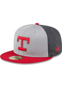 New Era Texas Rangers Mens Grey 2025 Batting Practice 59FIFTY Fitted Hat