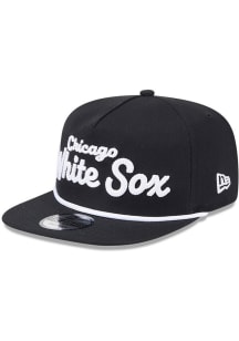 New Era Chicago White Sox Black Team Text Golfer Mens Snapback Hat