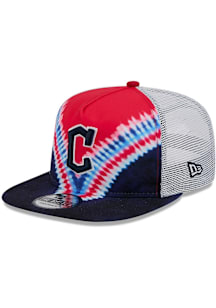 New Era Cleveland Guardians Navy Blue Dye Golfer Trucker Mens Snapback Hat