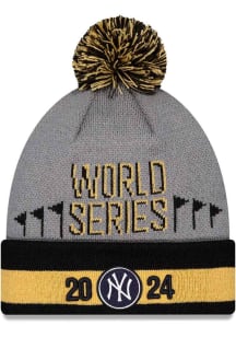 New Era New York Yankees Grey 2024 League Championship Series Locker Room Cuff Pom Mens Knit Hat