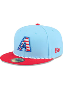 New Era Arizona Diamondbacks Mens Light Blue 2025 MLB 4th of July 59FIFTY Fitted Hat